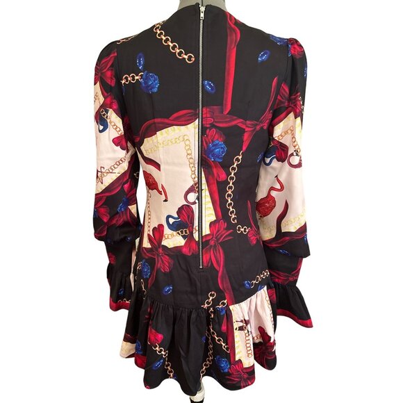L'ATISTE By Amy Floral Baroque Print Long Sleeve Dress Size S - Picture 3 of 8